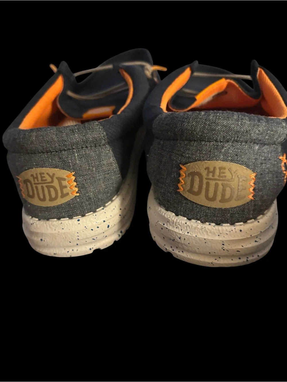 Navy blue and orange KIDS J7 Hey Dudes